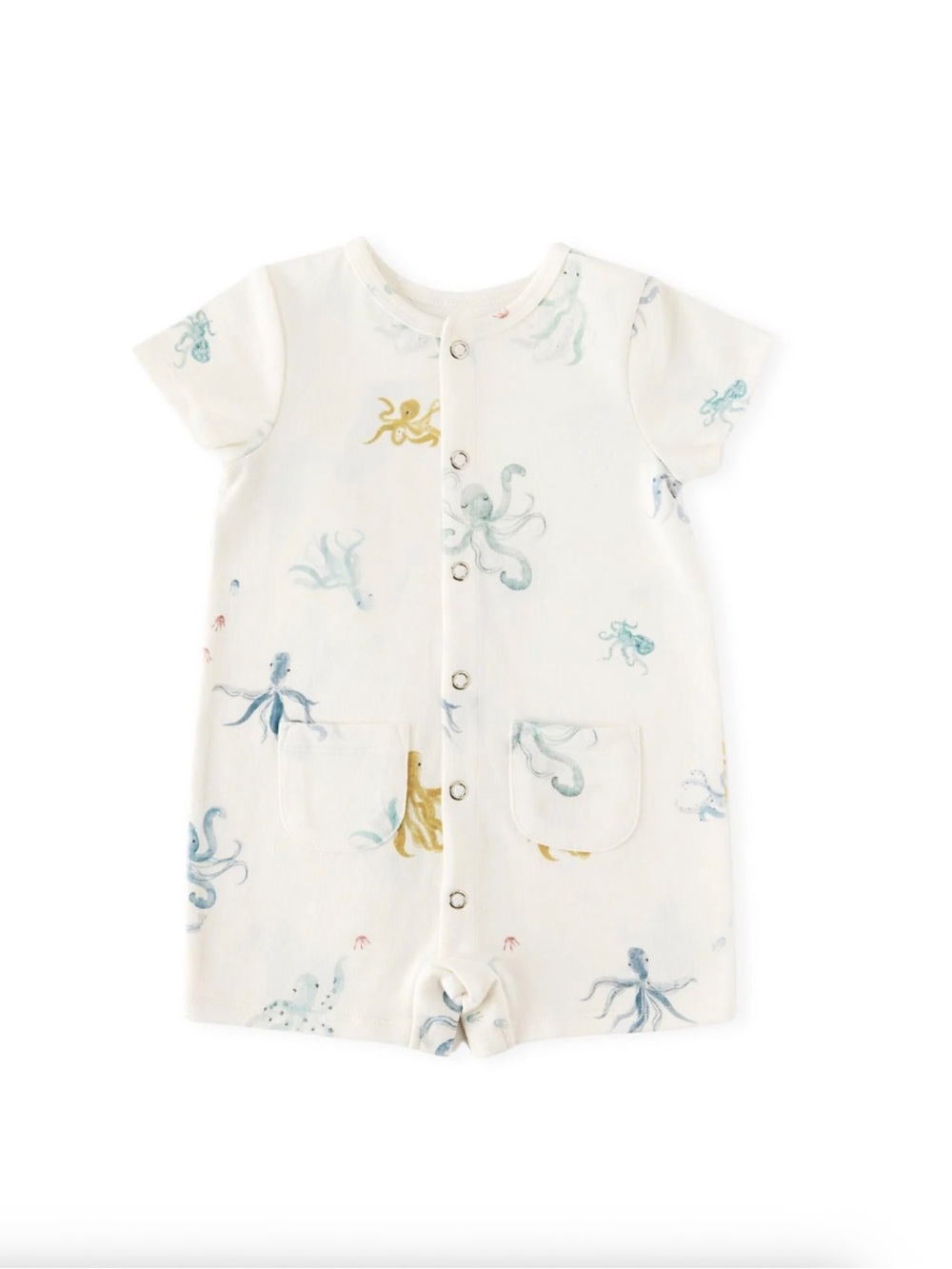 Pehr Short Sleeve Toddler Pocket Romper Octopus Oasis 18 - 24m New NWT